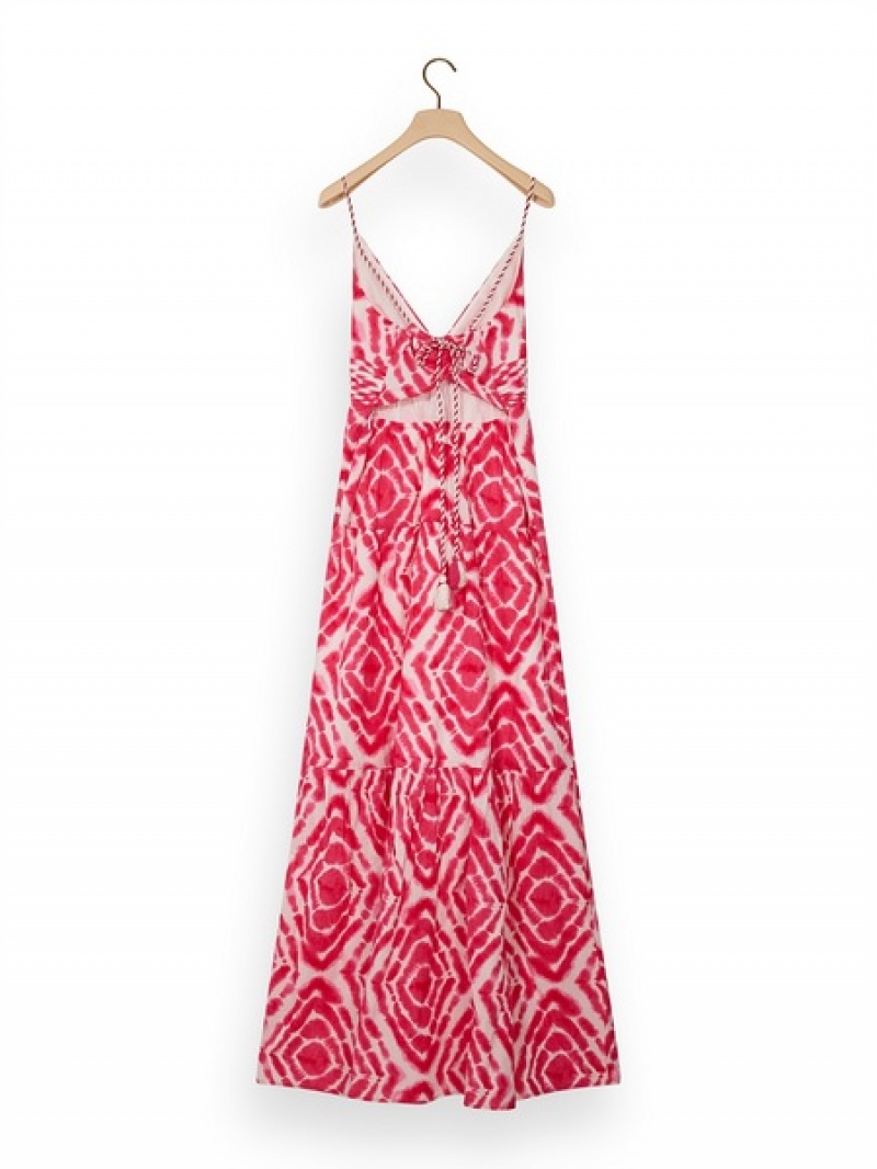 Scotch & Soda Maxi Waisted Kleid Damen Rosa | SN-SAS56806