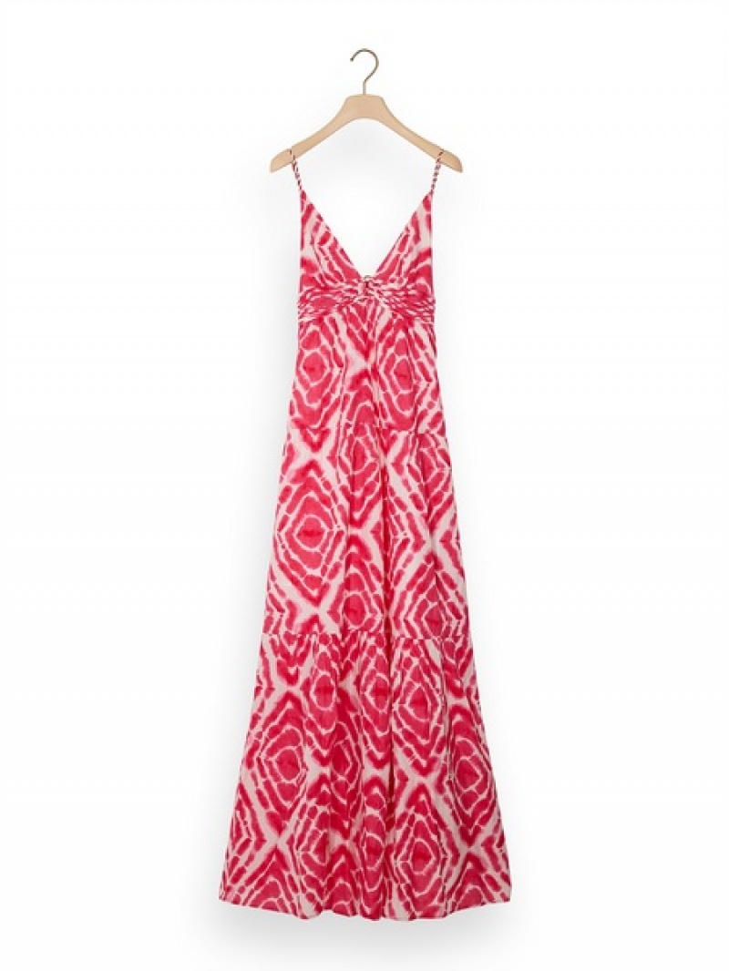 Scotch & Soda Maxi Waisted Kleid Damen Rosa | SN-SAS56806