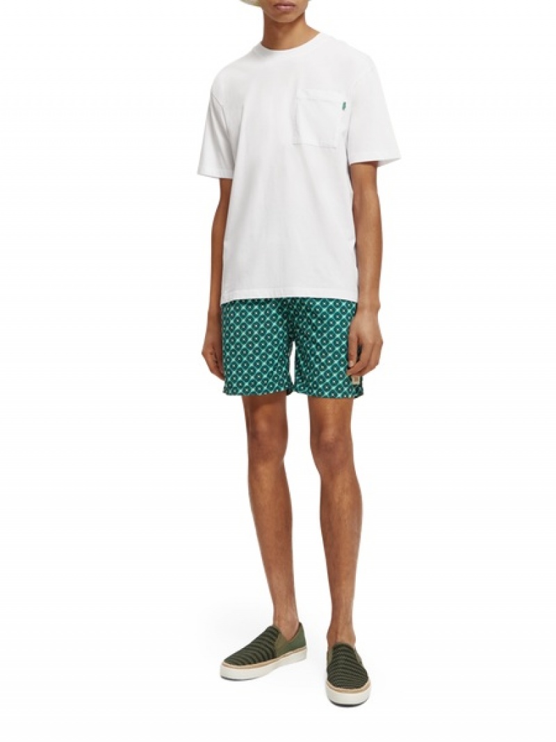 Scotch & Soda Mid-length Printed Swim Schwimmen Herren Türkis | SN-SAS56664