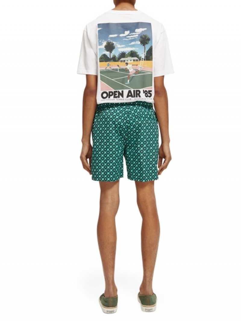 Scotch & Soda Mid-length Printed Swim Schwimmen Herren Türkis | SN-SAS56664