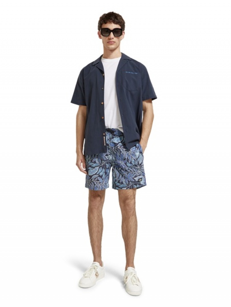 Scotch & Soda Mid-length Printed Swim Schwimmen Herren Navy Blau | SN-SAS56669