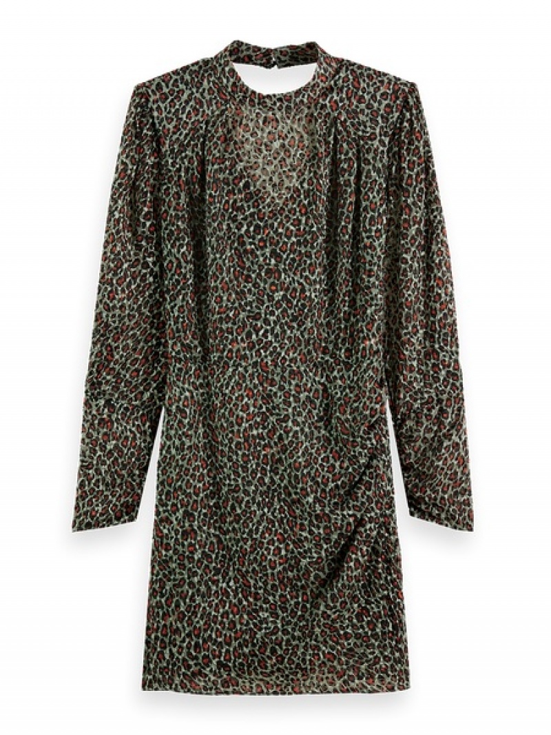 Scotch & Soda Mock Neck Mini With Open Back Detail Kleid Damen Grün | SN-SAS56810