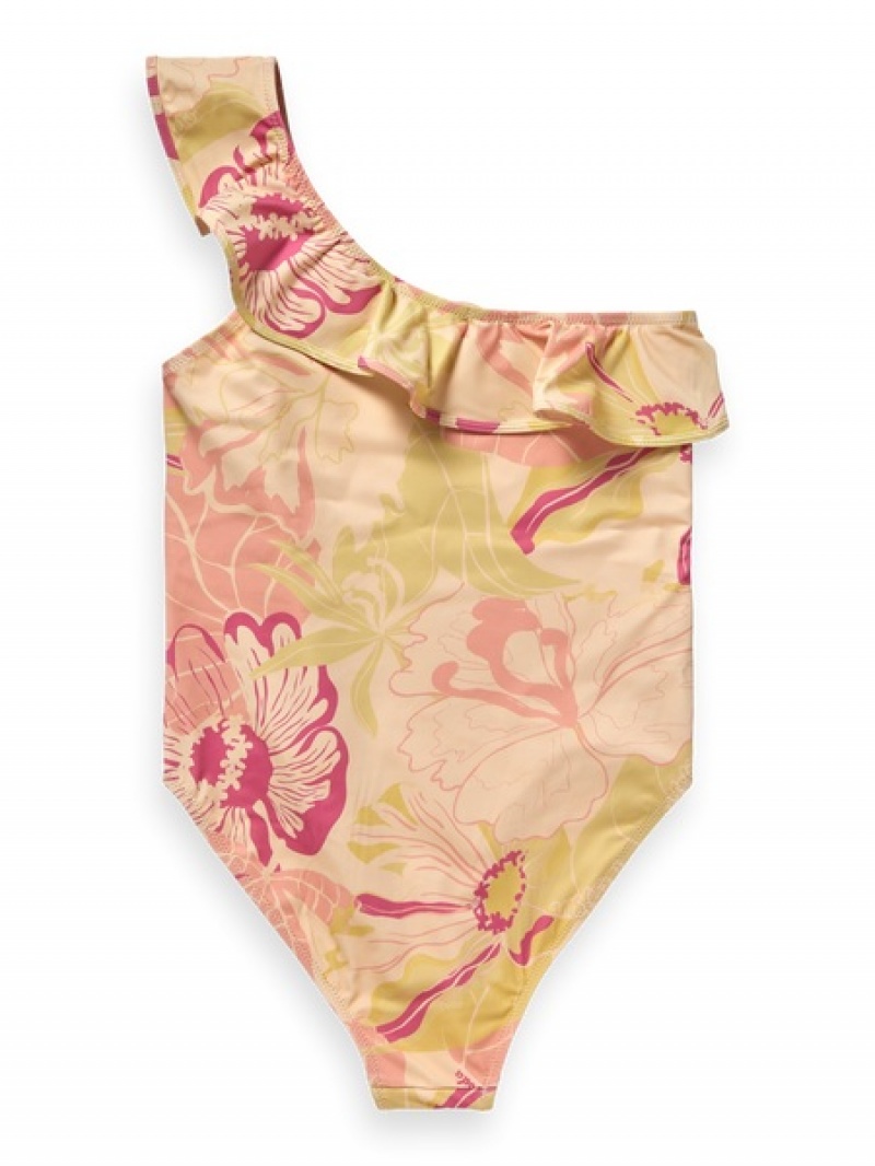 Scotch & Soda One Shoulder Badeanzug Damen Mehrfarbig | SN-SAS56884