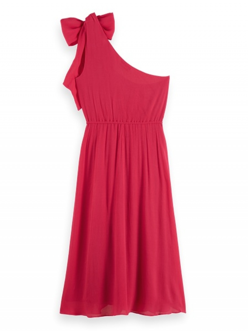 Scotch & Soda One Shoulder With Bow Detail Kleid Damen Rosa | SN-SAS56811