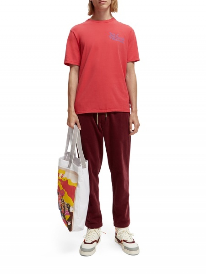 Scotch & Soda Organic Baumwoll Artwork T-Shirt Herren Rot | SN-SAS56458