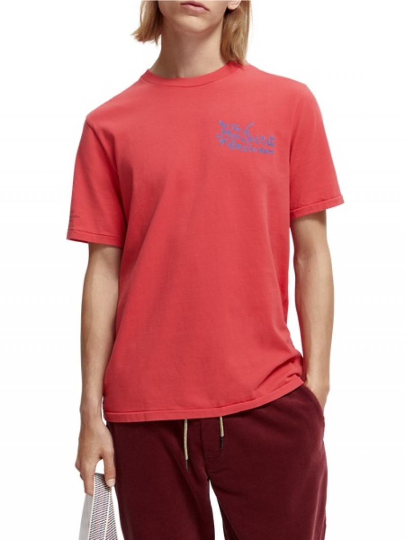Scotch & Soda Organic Baumwoll Artwork T-Shirt Herren Rot | SN-SAS56458