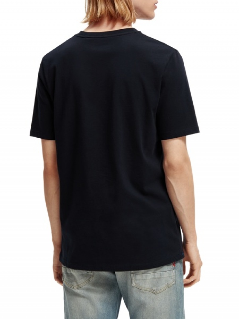 Scotch & Soda Organic Baumwoll Crewneck T-Shirt Herren Navy | SN-SAS56453