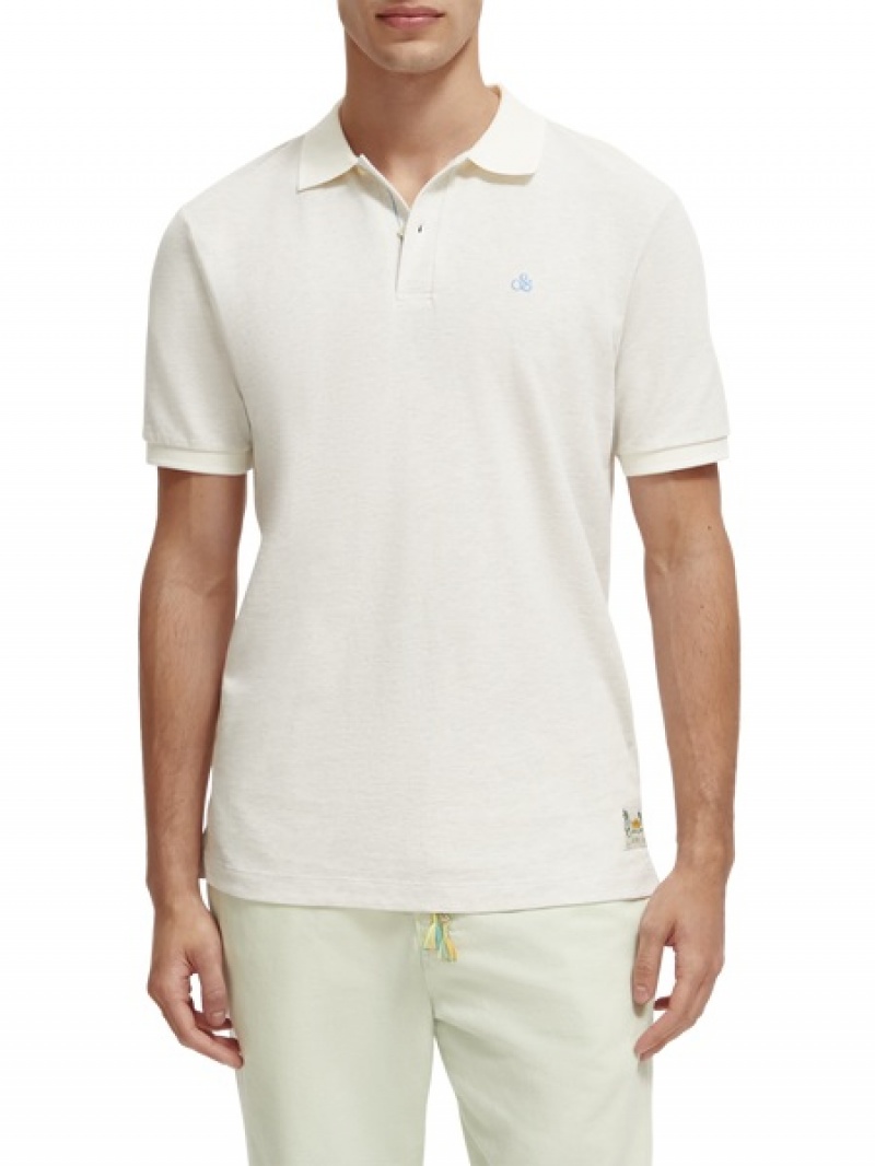 Scotch & Soda Organic Baumwoll Poloshirt Herren Blau Weiß | SN-SAS56455