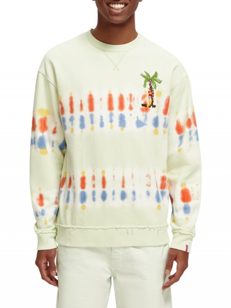 Scotch & Soda Organic Baumwoll Tie-dye Sweatshirts Herren Mintfarben | SN-SAS56430