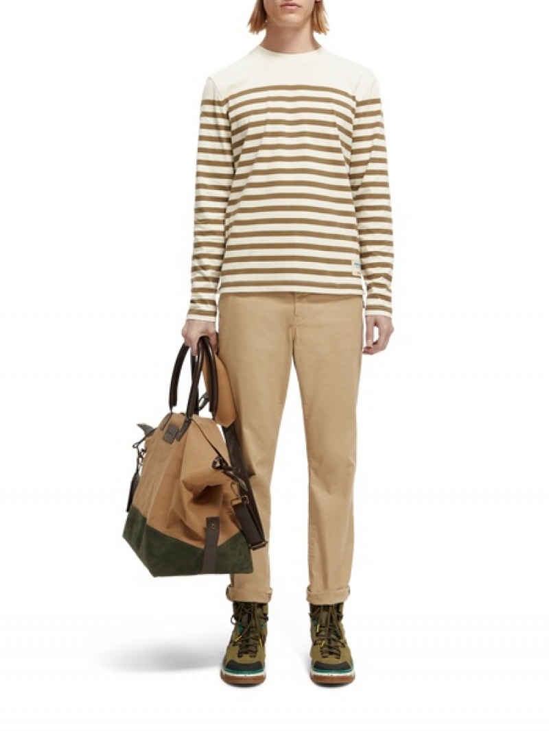 Scotch & Soda Organic Long-sleeved Breton Stripe T-Shirt Herren Mehrfarbig | SN-SAS56444