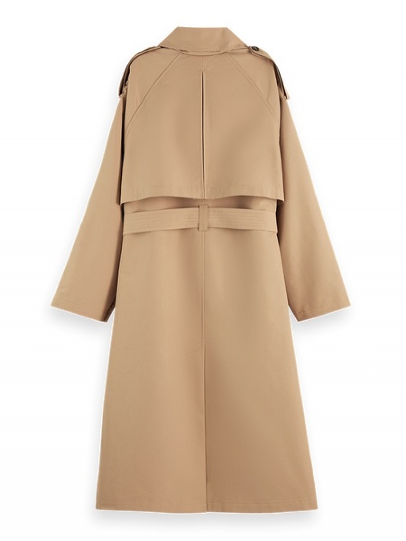 Scotch & Soda Oversized Klassische Trench Jacken Damen Braun | SN-SAS56870