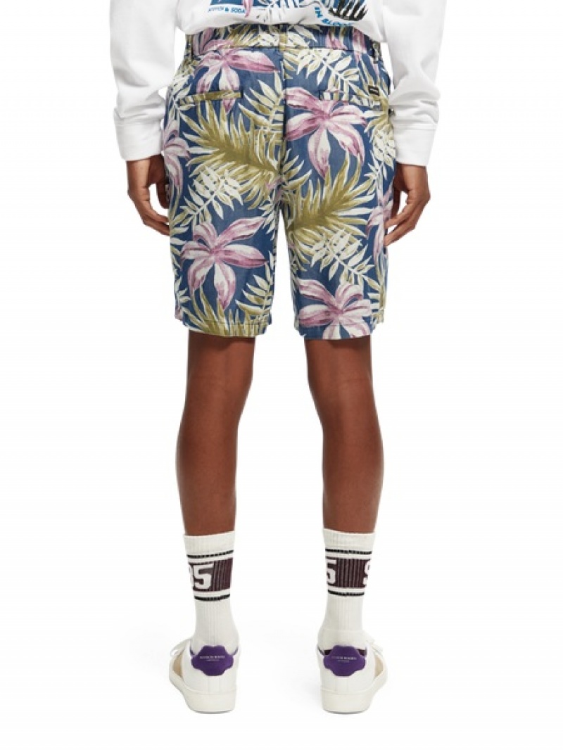 Scotch & Soda Printed Falten Twill Kurze Hose Herren Mehrfarbig | SN-SAS56652