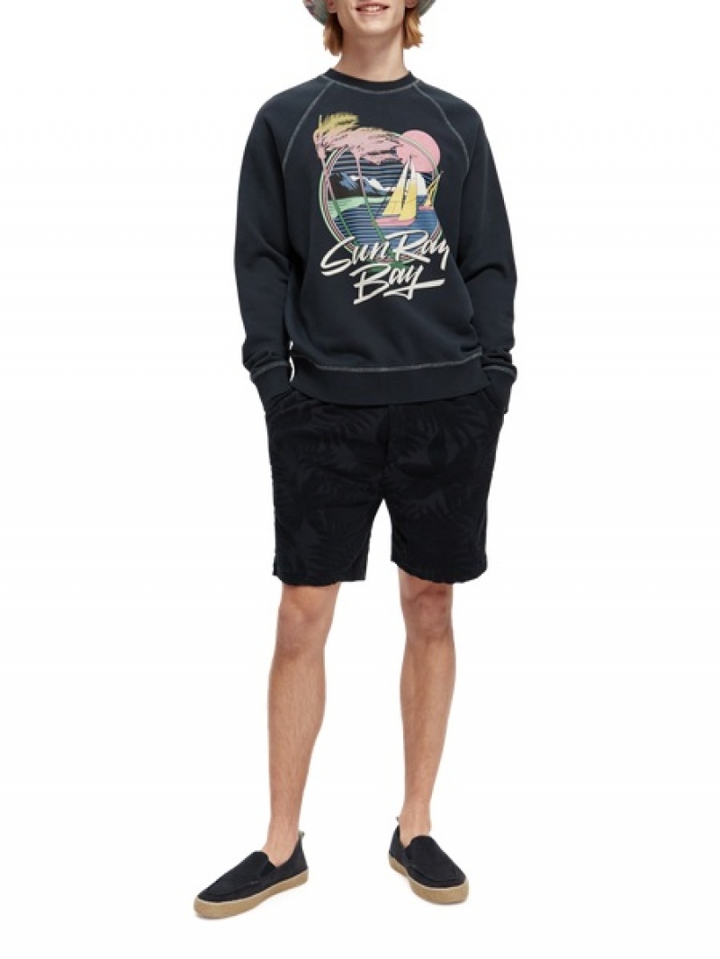 Scotch & Soda Printed Jacquard Kurze Hose Herren Navy | SN-SAS56657
