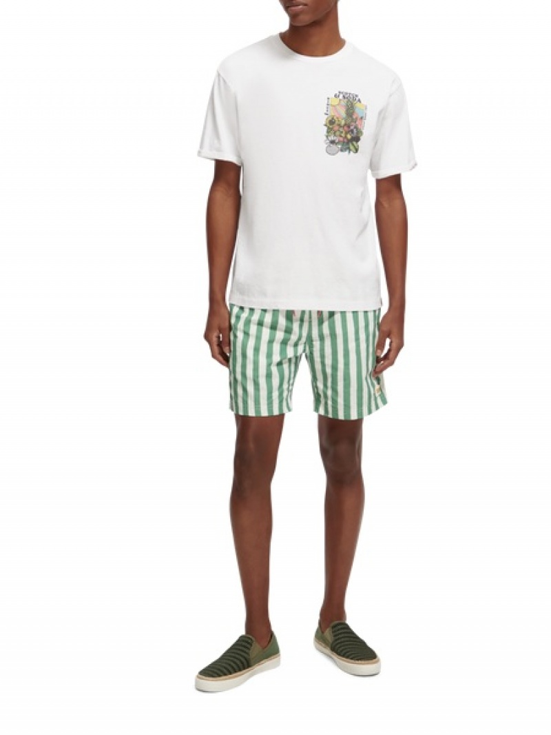 Scotch & Soda Printed Mid-length Swim Schwimmen Herren Grün | SN-SAS56683