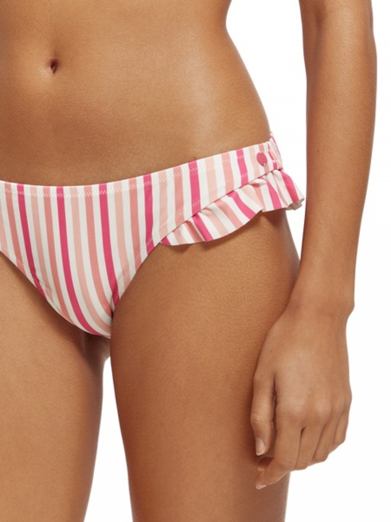 Scotch & Soda Printed Ruffled Bikini Bottom Badeanzug Damen Mehrfarbig | SN-SAS56888