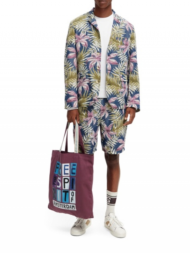 Scotch & Soda Printed Single-breasted Blazer Herren Mehrfarbig | SN-SAS56551