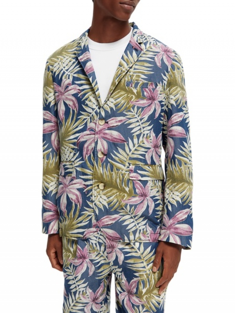 Scotch & Soda Printed Single-breasted Blazer Herren Mehrfarbig | SN-SAS56551