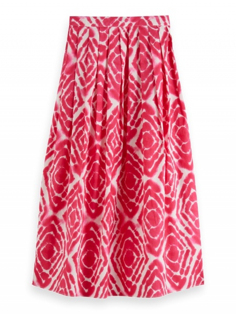 Scotch & Soda Printed With Pleats GolfSkirts Damen Rosa | SN-SAS56798