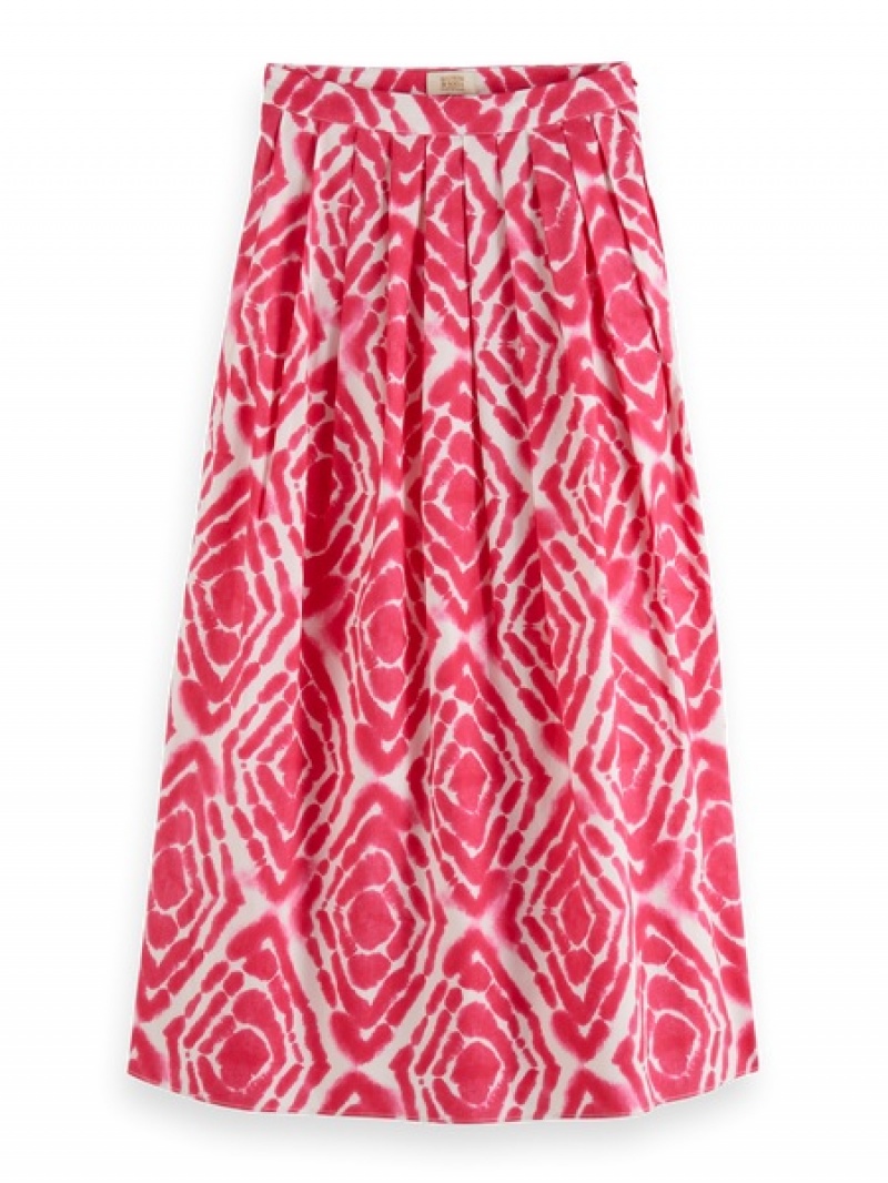 Scotch & Soda Printed With Pleats GolfSkirts Damen Rosa | SN-SAS56798