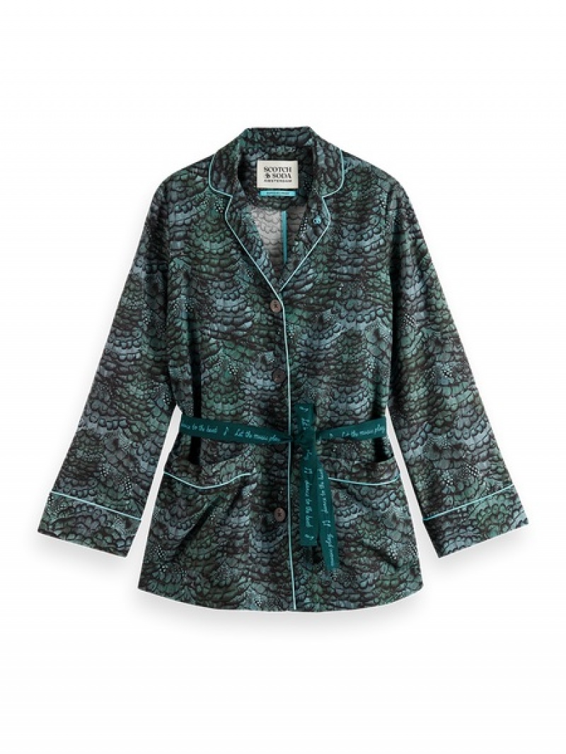 Scotch & Soda Pyjama Loose Fit Blazer Damen Grün | SN-SAS56820
