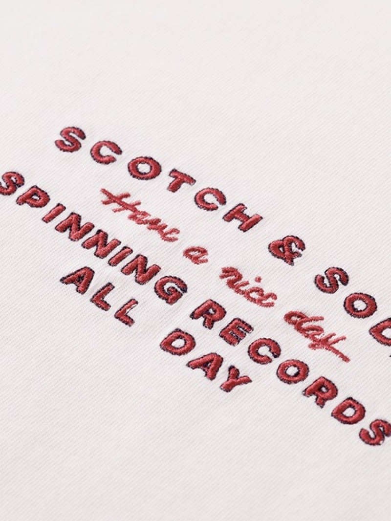 Scotch & Soda Record Store Artwork T-Shirt Herren Rosa | SN-SAS56462