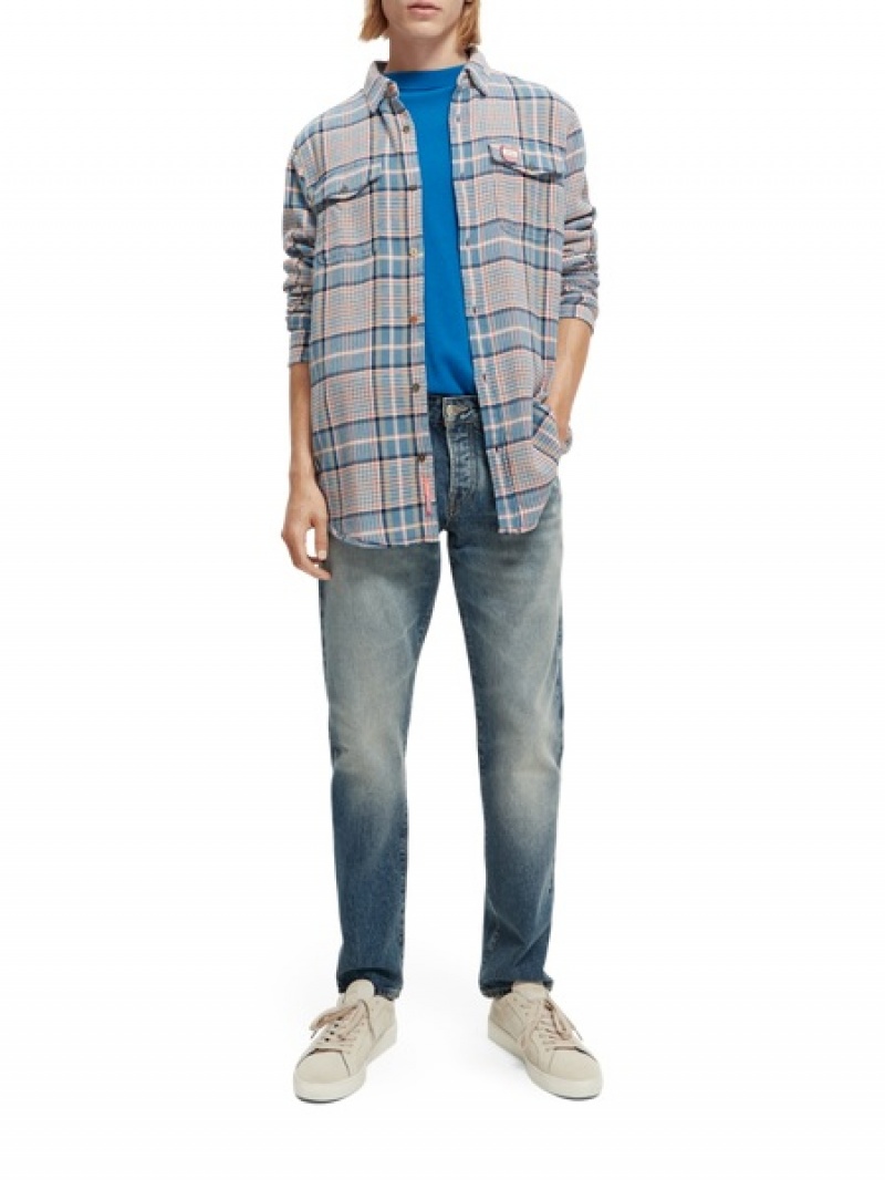 Scotch & Soda Regular Fit Checked Brushed Flannel Hemd Herren Mehrfarbig | SN-SAS56517
