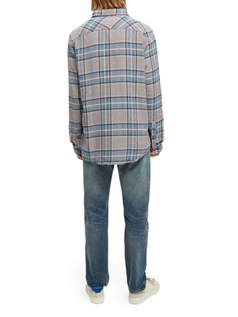 Scotch & Soda Regular Fit Checked Brushed Flannel Hemd Herren Mehrfarbig | SN-SAS56517