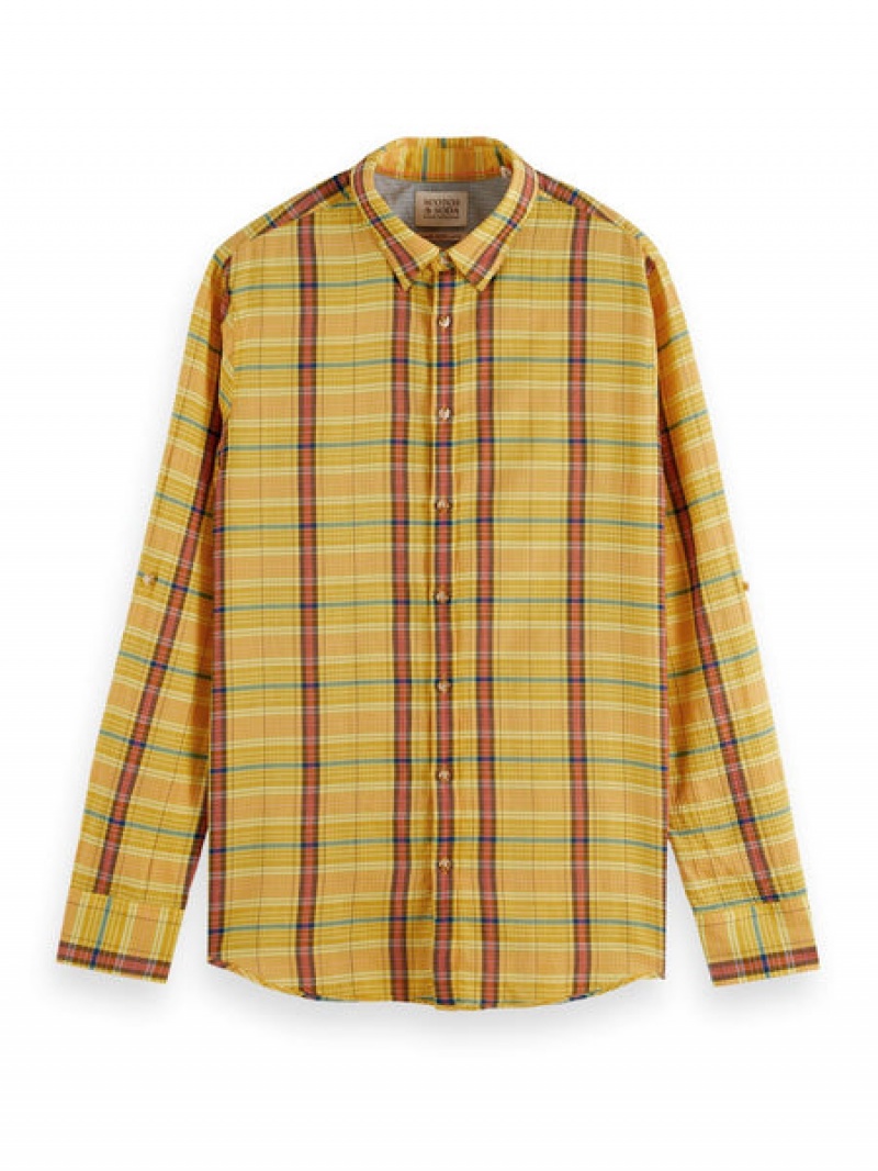 Scotch & Soda Regular Fit Checked Seersucker Hemd Herren Blau Mehrfarbig | SN-SAS56519