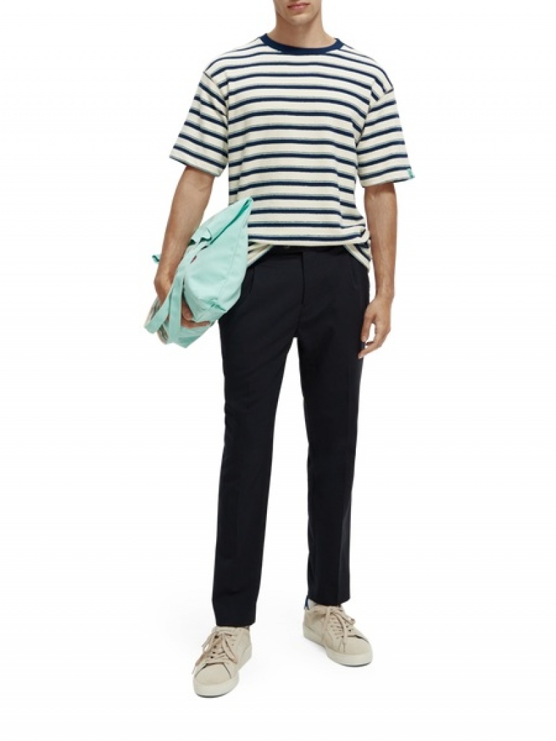 Scotch & Soda Relaxed Fit Gestreift Organic Baumwoll T-Shirt Herren Mehrfarbig | SN-SAS56443