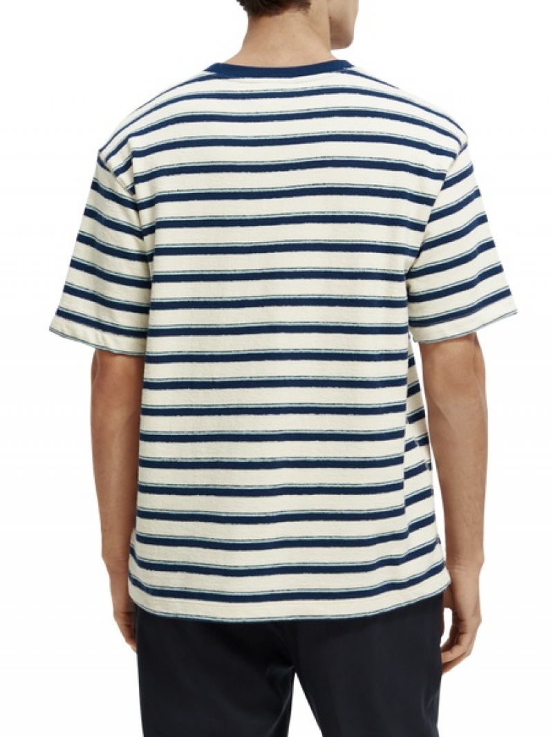Scotch & Soda Relaxed Fit Gestreift Organic Baumwoll T-Shirt Herren Mehrfarbig | SN-SAS56443