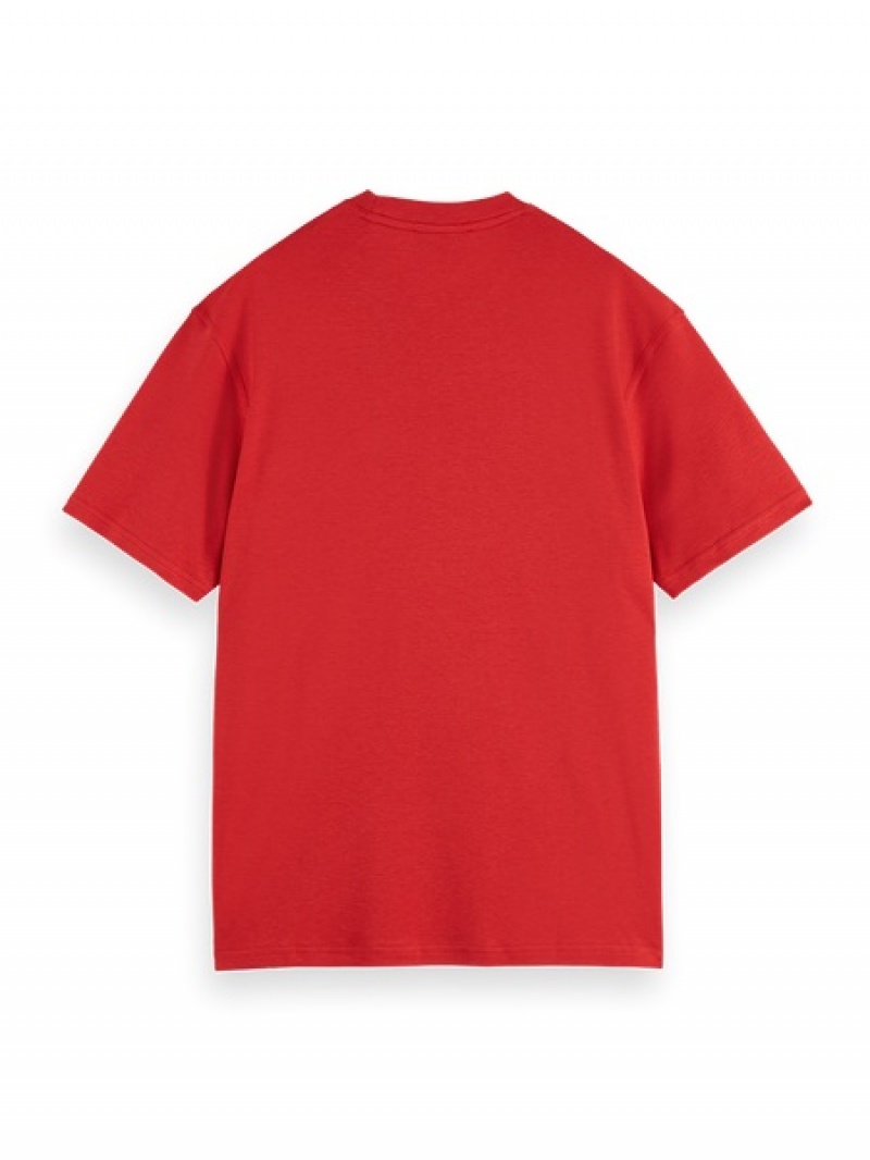 Scotch & Soda Relaxed Fit Lyocell Pocket T-Shirt Herren Rot | SN-SAS56446