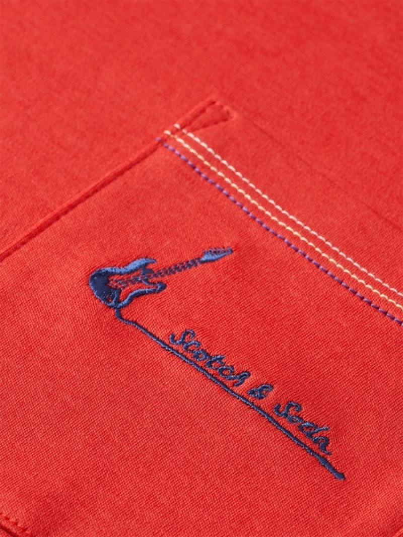 Scotch & Soda Relaxed Fit Lyocell Pocket T-Shirt Herren Rot | SN-SAS56446