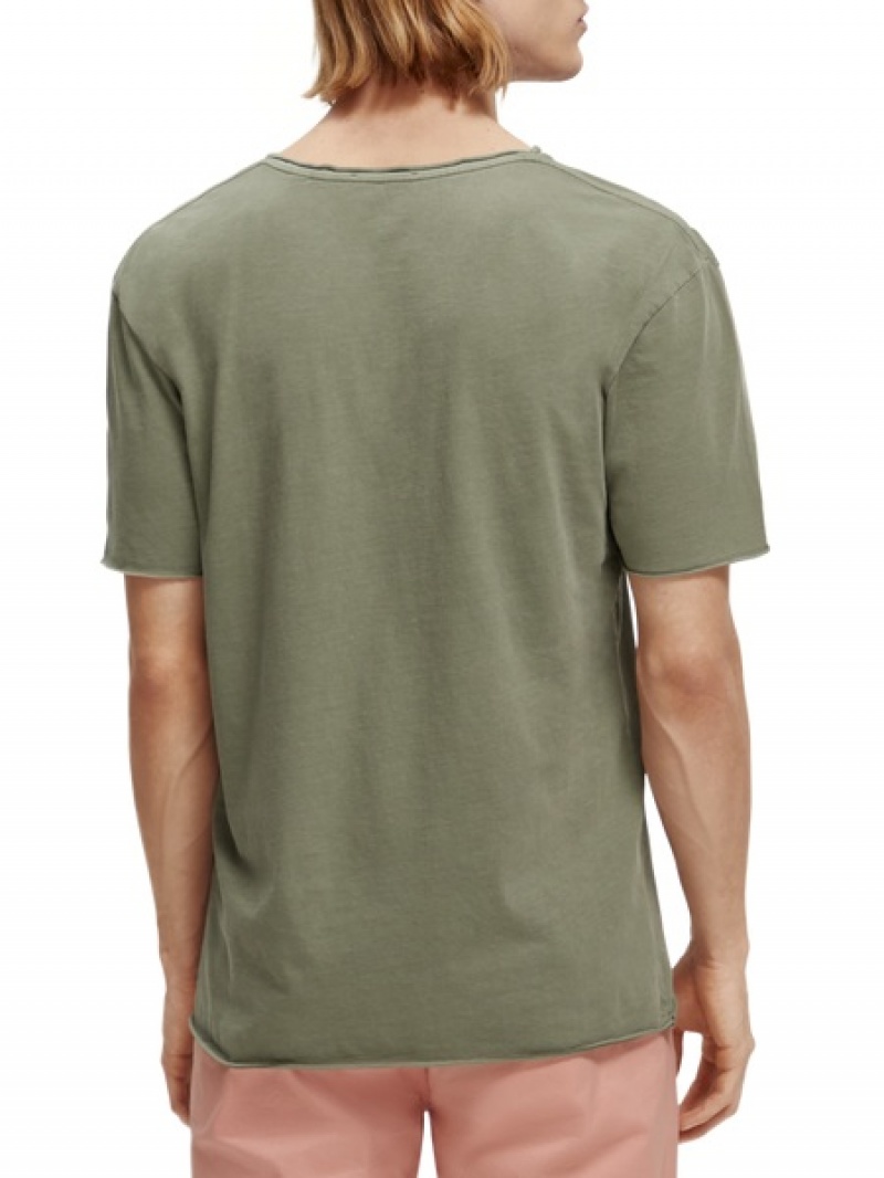 Scotch & Soda Relaxed Fit Raw Edge T-Shirt Herren Grün | SN-SAS56482