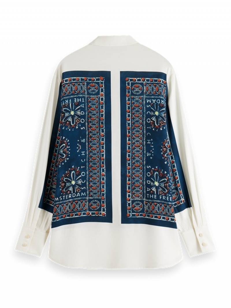 Scotch & Soda Relaxed Fit With Bandana Print Hemd Damen Blau | SN-SAS56765
