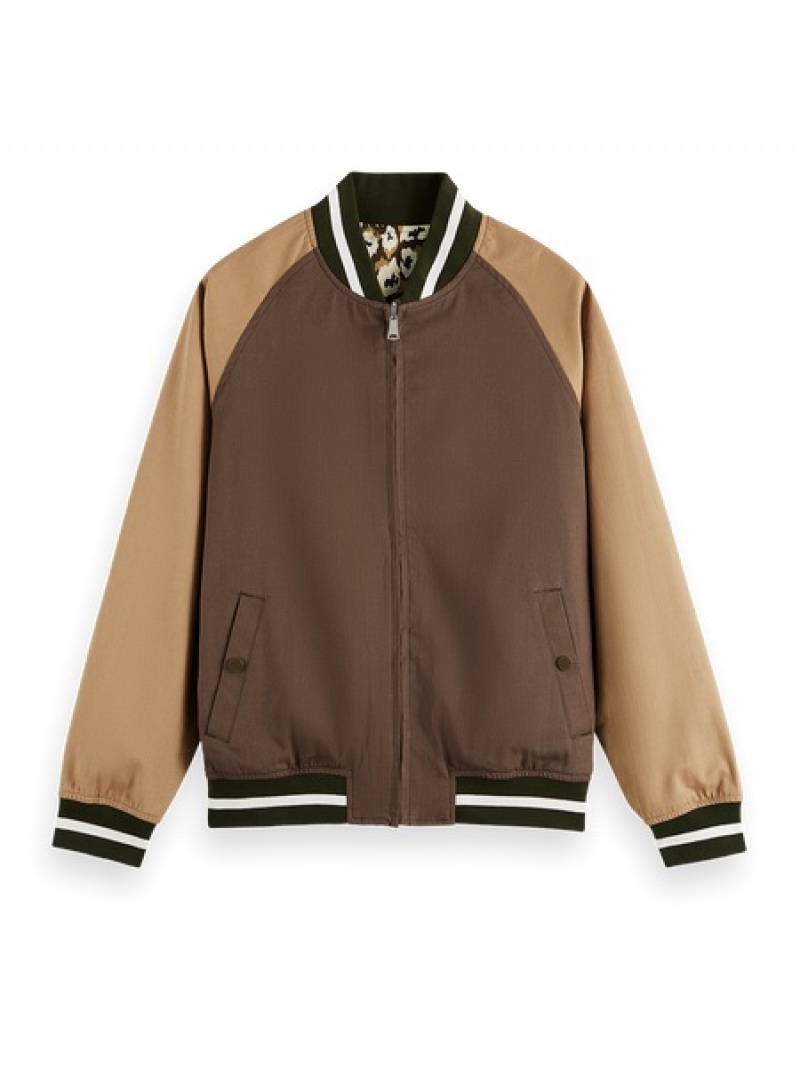 Scotch & Soda Reversible Bomber Jacken Herren Grau Braun | SN-SAS56614