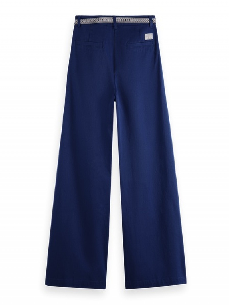 Scotch & Soda Rose Falten High-rise Weite Leg Workwear Hose Damen Blau | SN-SAS56848