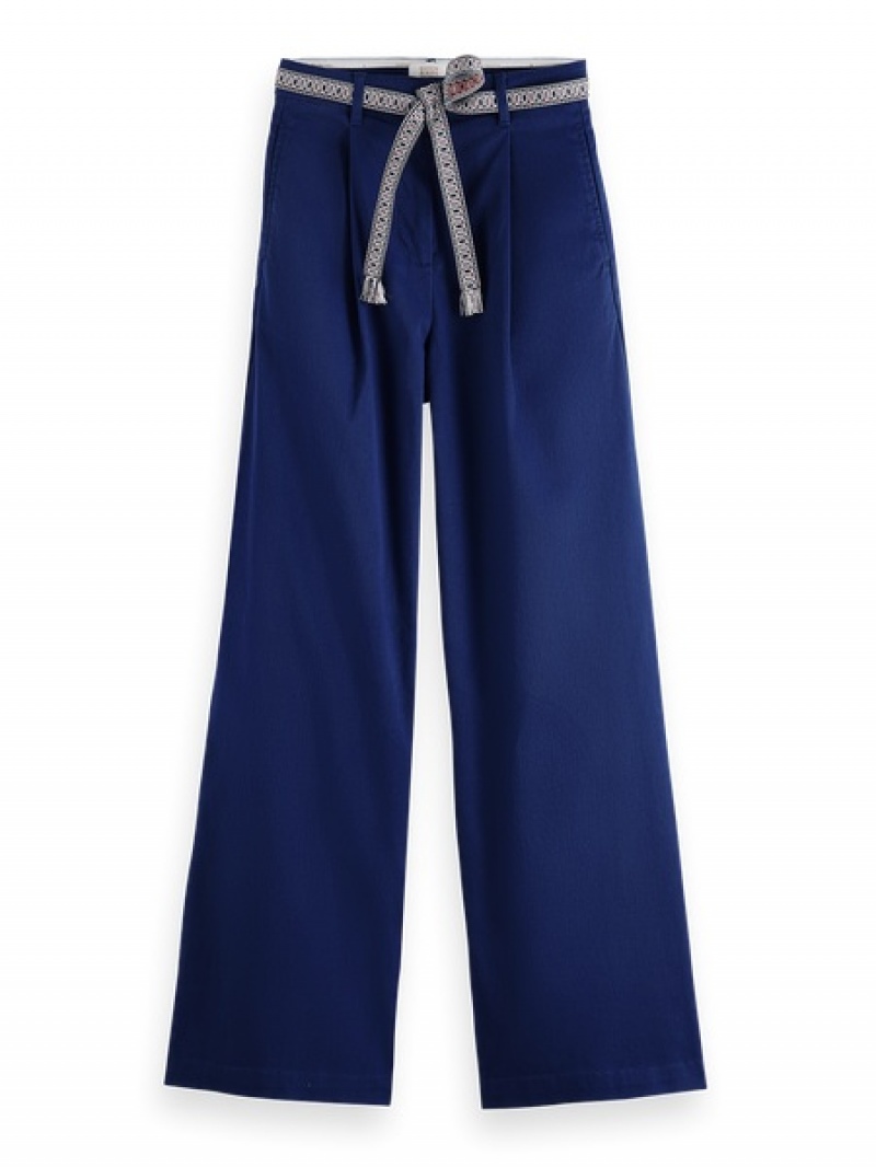 Scotch & Soda Rose Falten High-rise Weite Leg Workwear Hose Damen Blau | SN-SAS56848