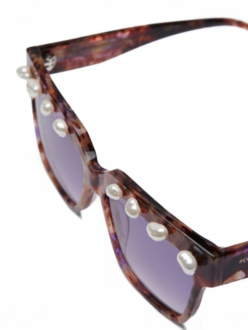 Scotch & Soda Simone - Faux Pearl-encrusted Sonnenbrille Damen Lila | SN-SAS56902