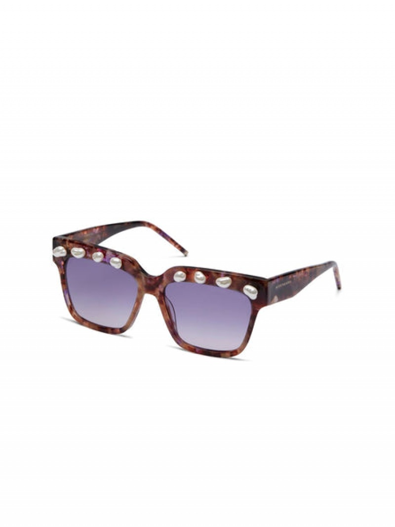 Scotch & Soda Simone - Faux Pearl-encrusted Sonnenbrille Damen Lila | SN-SAS56902