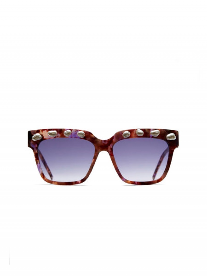 Scotch & Soda Simone - Faux Pearl-encrusted Sonnenbrille Damen Lila | SN-SAS56902