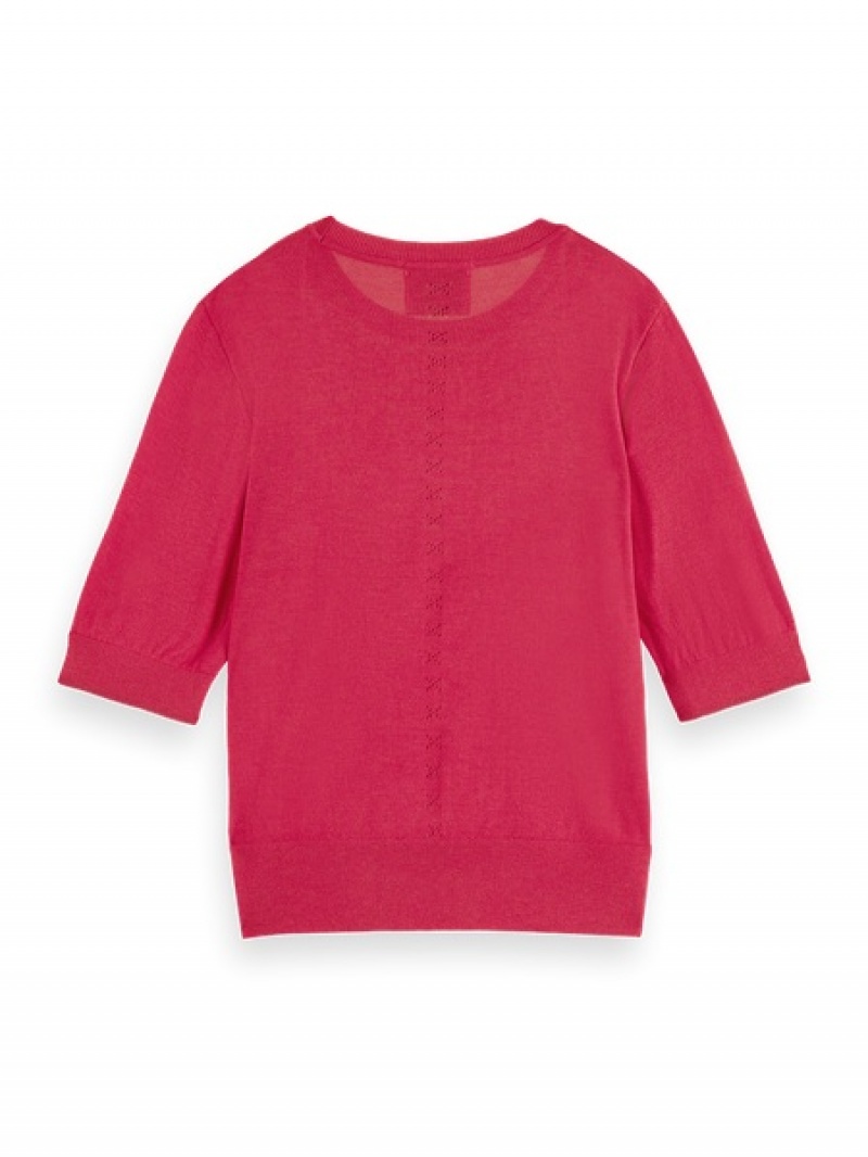 Scotch & Soda Sleeved Crew Neck Pullover Damen Rosa | SN-SAS56715
