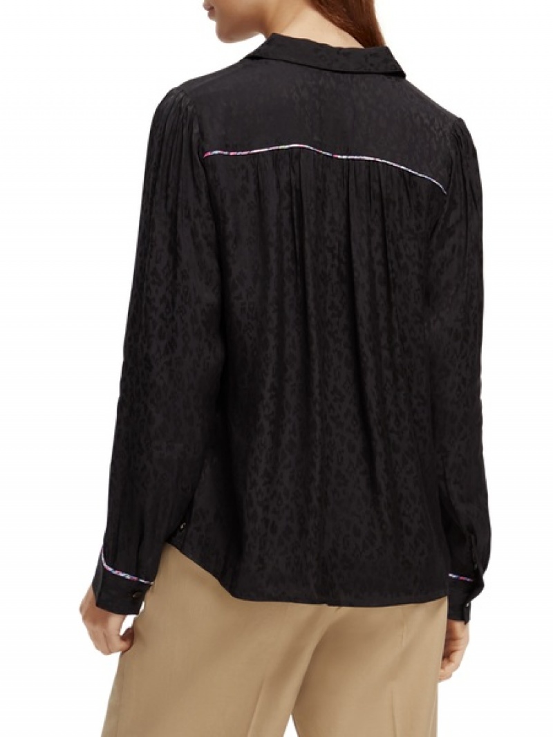 Scotch & Soda Slim Fit Piped Hemd Damen Schwarz | SN-SAS56759