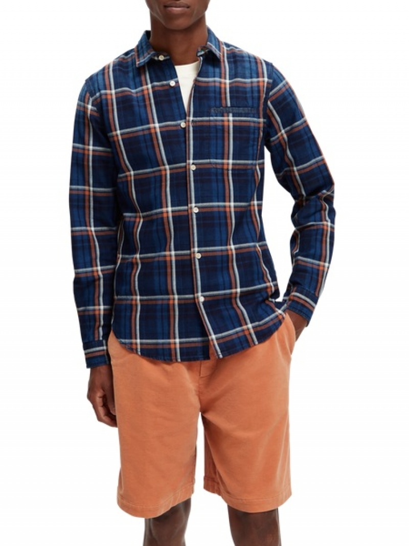 Scotch & Soda Slim-fit Yarn-dyed Checked Hemd Herren Mehrfarbig | SN-SAS56513