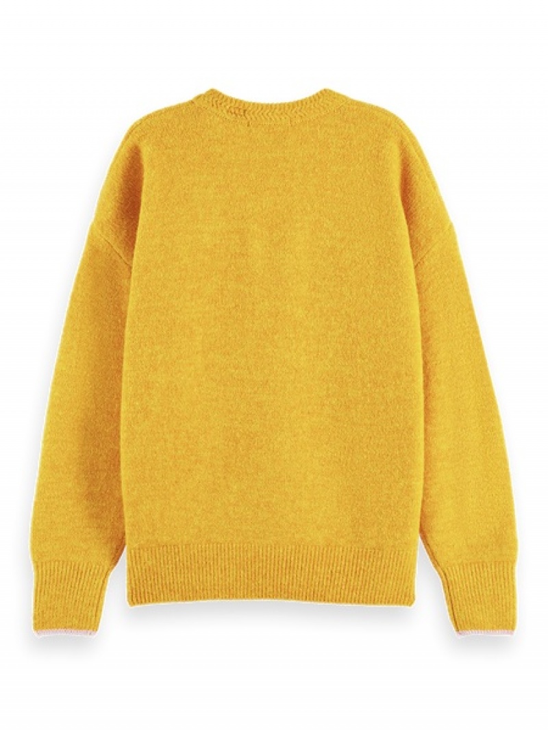 Scotch & Soda Soft Crew Neck Pullover Damen Gelb | SN-SAS56714