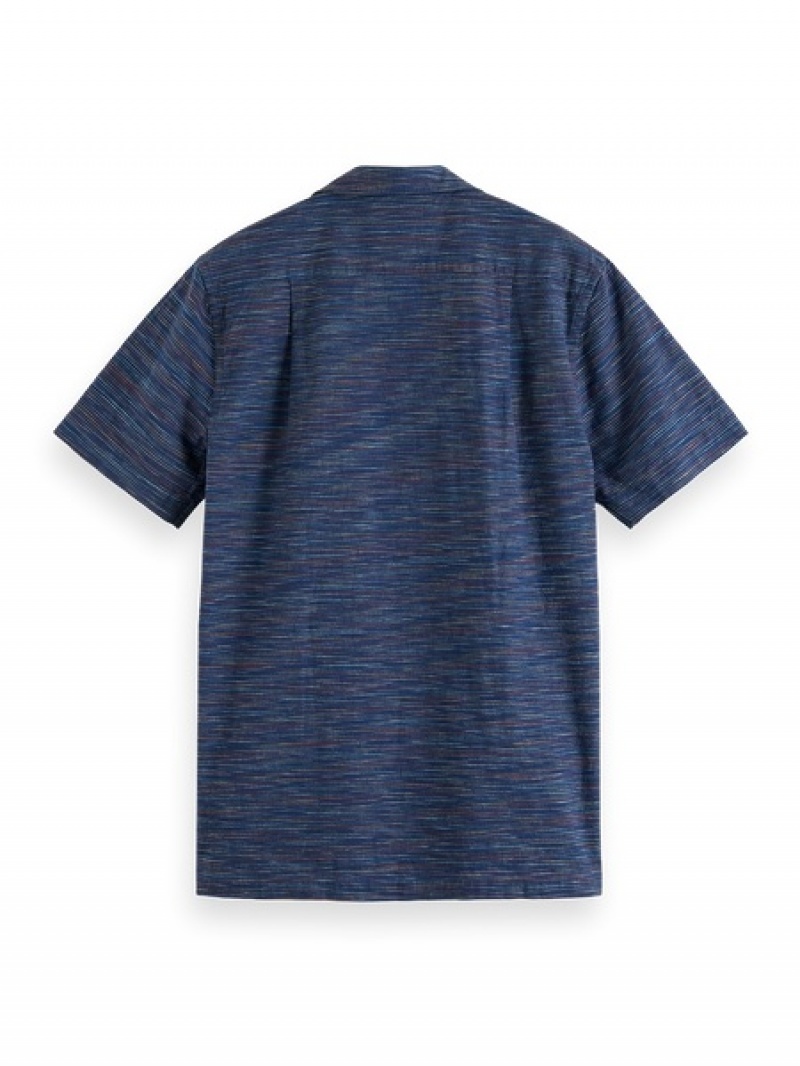 Scotch & Soda Spaced-out Horizontal Stripe Hemd Herren Mehrfarbig Blau | SN-SAS56501
