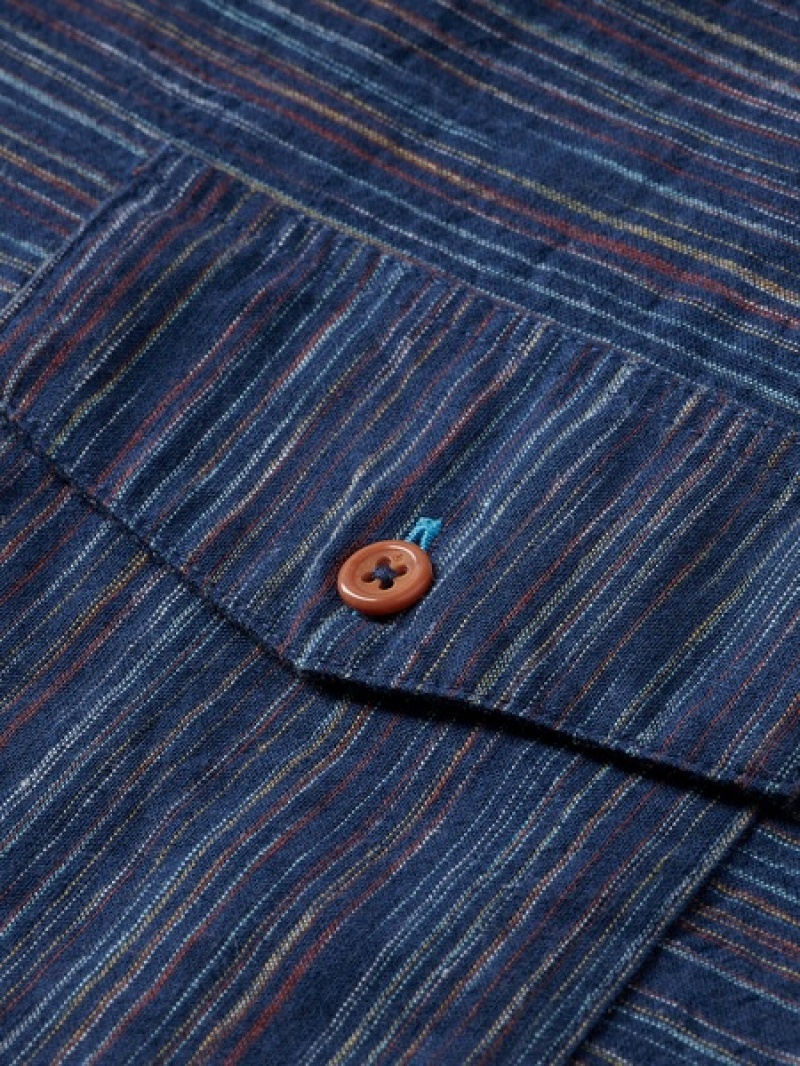 Scotch & Soda Spaced-out Horizontal Stripe Hemd Herren Mehrfarbig Blau | SN-SAS56501