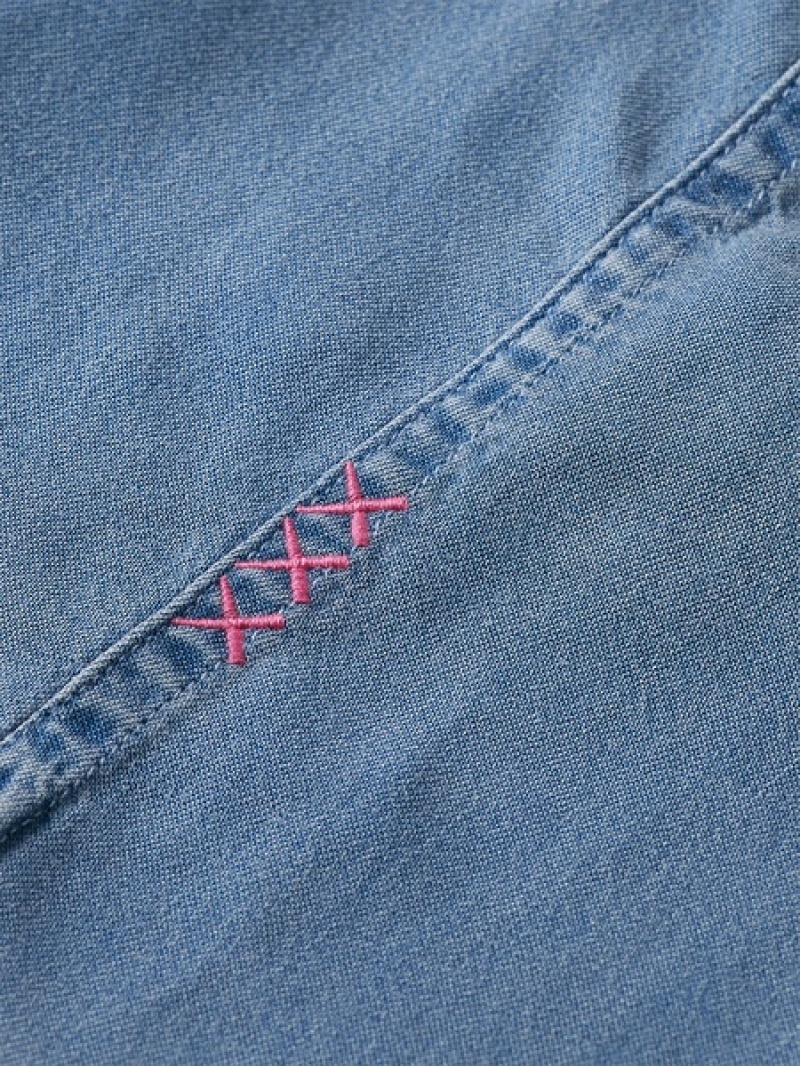 Scotch & Soda Spitze Up Denim Washed Indigo Tencel Hemd Damen Indigo | SN-SAS56757
