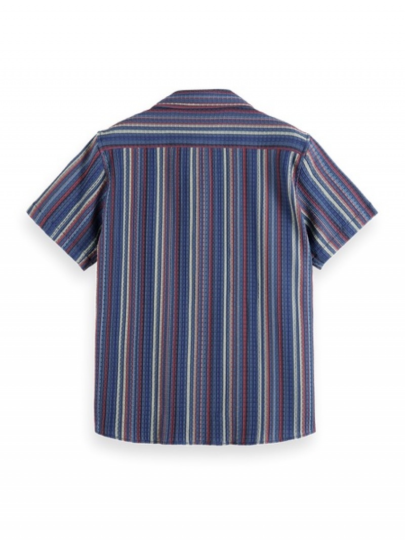 Scotch & Soda Structured Sleeve Stripe Hemd Herren Mehrfarbig Blau Rosa | SN-SAS56500