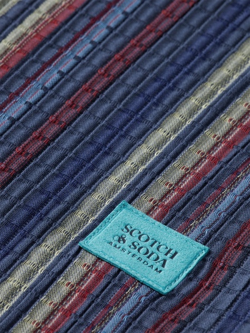Scotch & Soda Structured Sleeve Stripe Hemd Herren Mehrfarbig Blau Rosa | SN-SAS56500