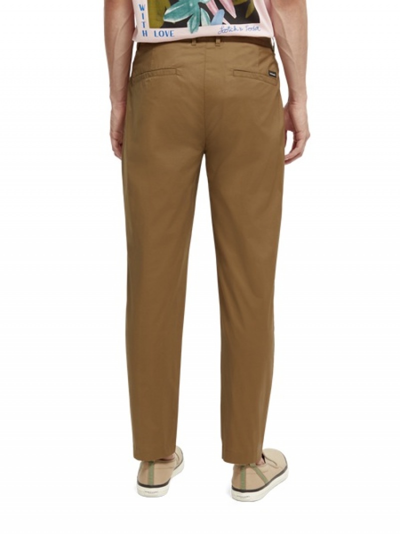 Scotch & Soda The Blake Regular Slim Fit Falten Poplin Hose Herren Khaki | SN-SAS56553